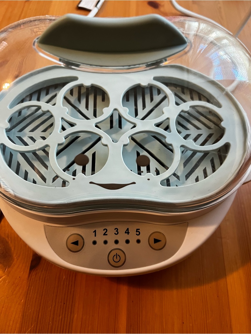 Compact White and Light Gray Egg Cooker - steamer.